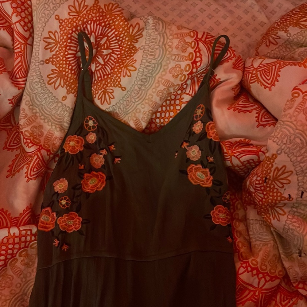Dress|Green|Floral|Large|12-14|Time And Tru